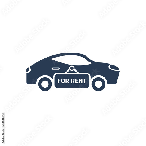 Rent a car icon. Car price icon. Buying a car icon. rent time, rent price, buy time, dollar, money, key icon with vector illustration, flat style, black shape, two color, thin line.