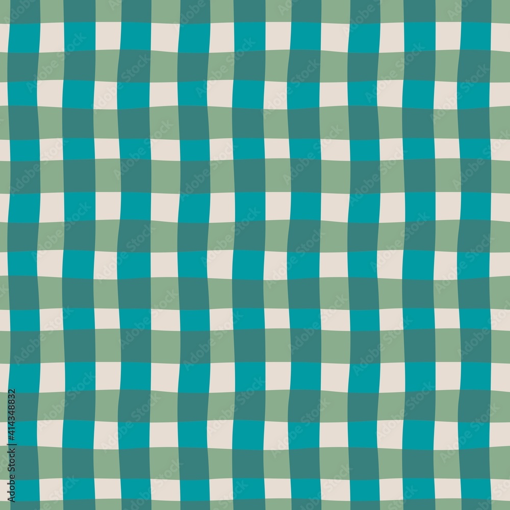 Jade, turquoise and greige plaid, a surface pattern formed from crisscrossed lines in trendy comforting calm and ground hues for textile, manufacturing commercial goods, paper products, web design Jade, turquoise and greige plaid, a surface pattern formed from crisscrossed lines in trendy comforting calm and ground hues for textile, manufacturing commercial goods, paper products, web design