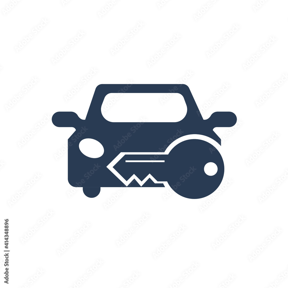 Obraz premium Rent a car icon. Car price icon. Buying a car icon. rent time, rent price, buy time, dollar, money, key icon with vector illustration, flat style, black shape, two color, thin line.