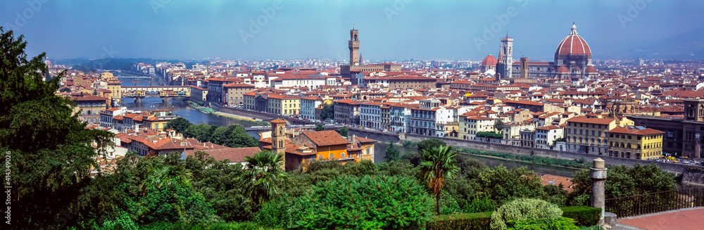 Panoramic landscape view over the City of Florence with the Duomo