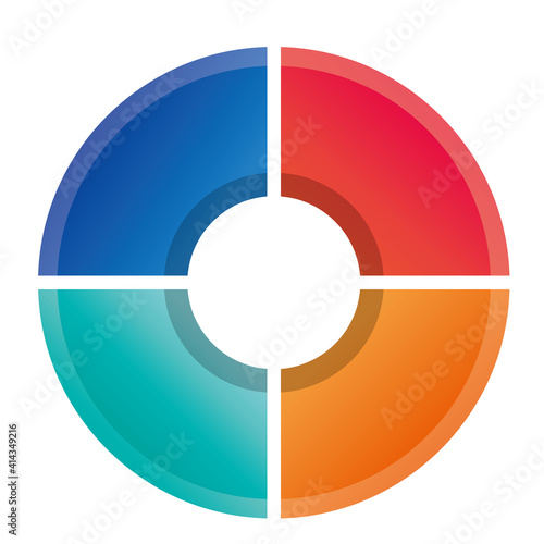 立体インフォグラフィックス｜アイコン4分割の円グラフチャート図PDCAビジネスプロセス経営