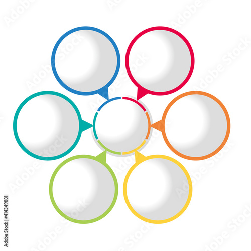 立体インフォグラフィックス｜6つの円と矢印のチャート図PDCAビジネスプロセス経営