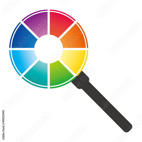 インフォグラフィックス｜アイコン8分割の円グラフチャート拡大鏡虫眼鏡PDCAビジネスプロセス経営アイコン