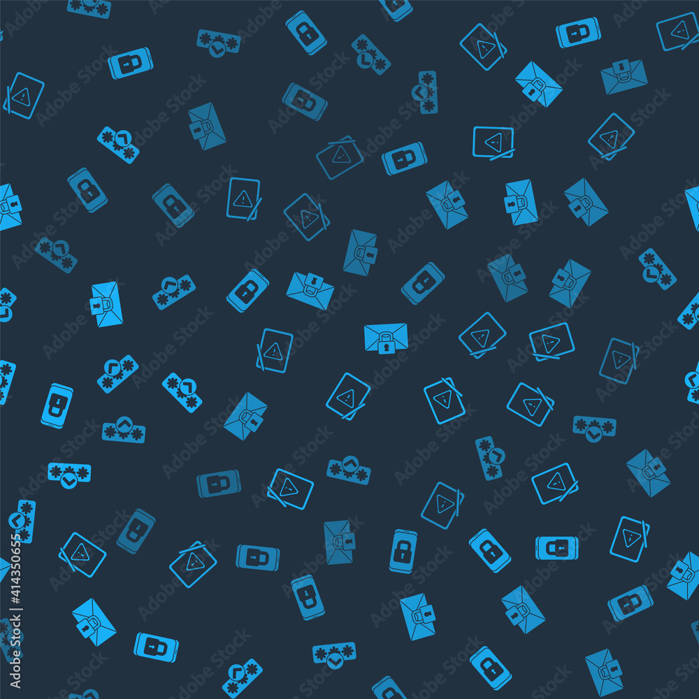 Set Mobile with closed padlock, Tablet exclamation mark, Mail message password and Password protection on seamless pattern. Vector. Set Mobile with closed padlock, Tablet exclamation mark, Mail message password and Password protection on seamless pattern. Vector.