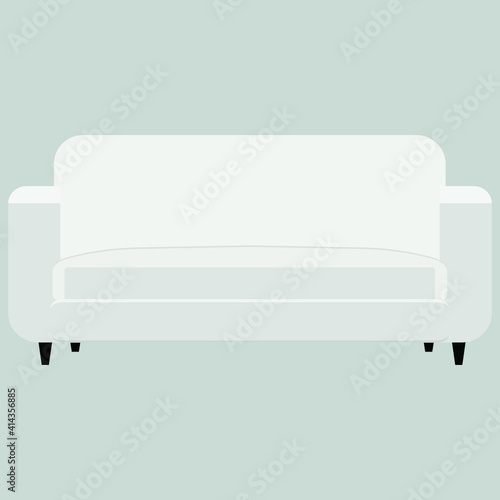 interior item vector. soft sofa on a gray background. piece of upholstered furniture. flat illustration of sofa with armrests