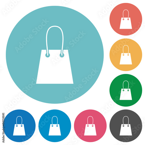 Shopping bag flat round icons