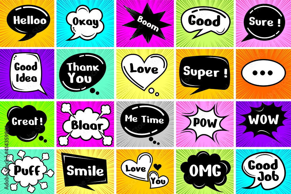 Obraz premium Comic strip speech bubble and expressions