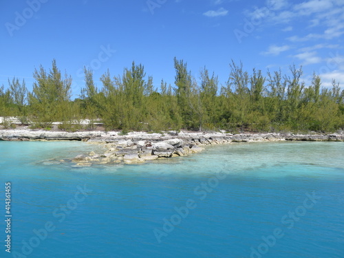 the view from a mail boat at the port Eleuthera Island, coordinates ca. 25°24'11.1"N 76°47'20.2"W in the month of February, Bahamas