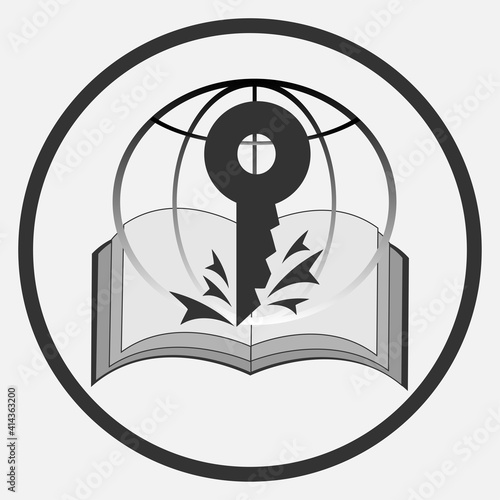 Web banner get the key to knowledge.  The concept of opening a treasure of knowledge with a key.  Access key to information.  Vector illustration 