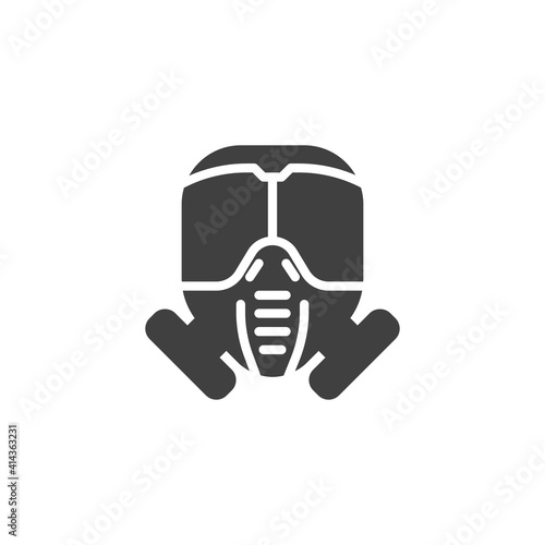 Gas mask with filters vector icon. filled flat sign for mobile concept and web design. Protective gas mask, respirator glyph icon. Symbol, logo illustration. Vector graphics