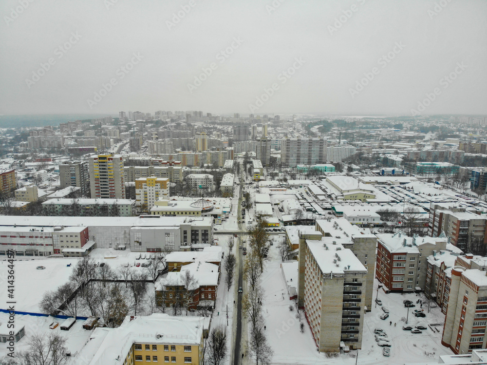 Aerial view of Liberty Street in winter (Kirov, Russia)