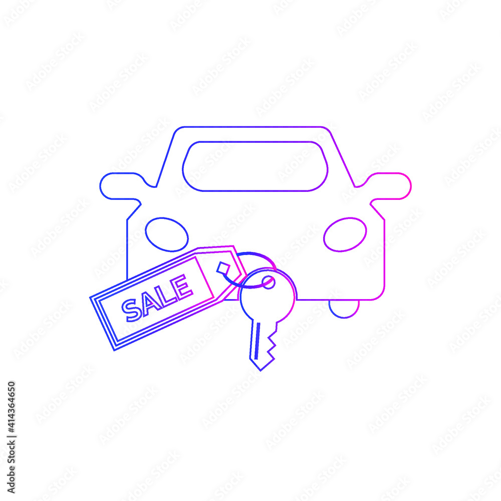 Car for sale icon, car on sale icon. Car sold icon with vector illustration and flat style design.