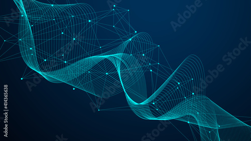 Global network connection concept. Big data visualization. Social network communication in the global computer networks. Internet technology. Business. Science. Vector illustration