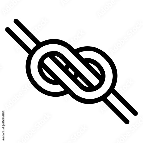 logo is a knotted knot in the form of an infinity, the shape is a simple black and white emblem to tie, tightly knotted knot icon