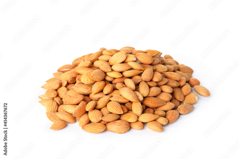 Heap of tasty almond isolated on white background Heap of tasty almond isolated on white background