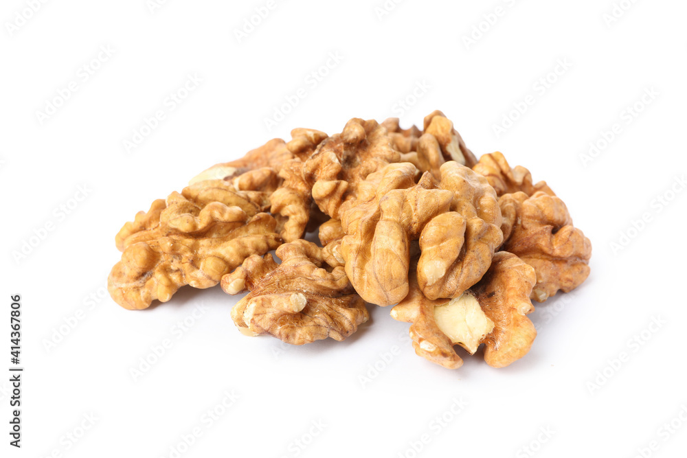 Heap of tasty walnuts isolated on white background Heap of tasty walnuts isolated on white background