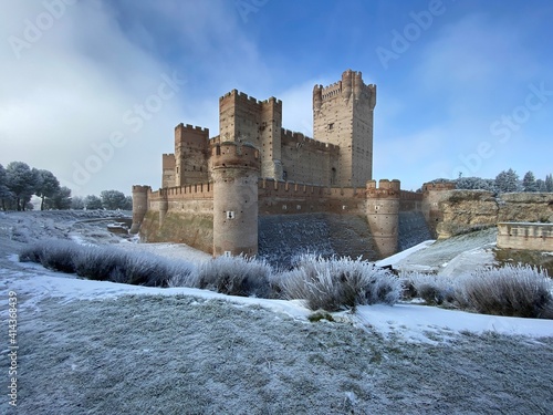 Snowy castle of La Mota 