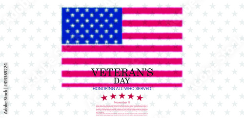 Veteran's day vector illustration with USA flag. November 11.