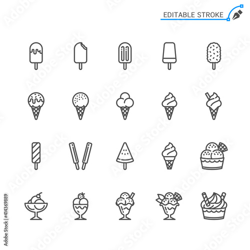 Ice cream line icons. Editable stroke. Pixel perfect.