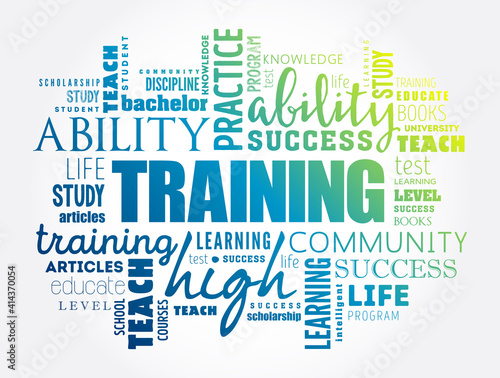 TRAINING word cloud collage, education concept background