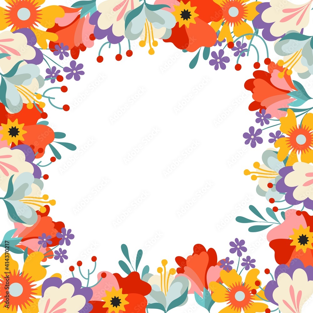 Vector floral frame with place for your text. Spring background. -01