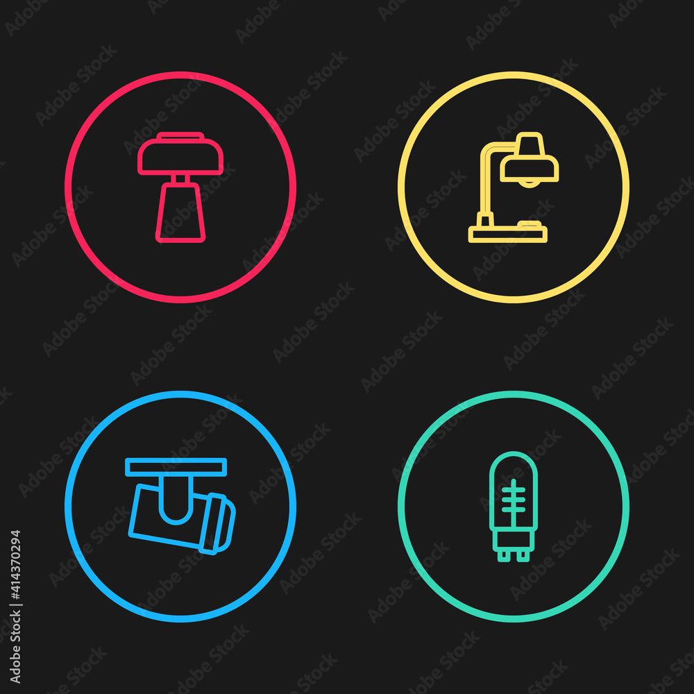Set line Led track lights and lamps, Light emitting diode, Table and icon. Vector. Set line Led track lights and lamps, Light emitting diode, Table and icon. Vector.