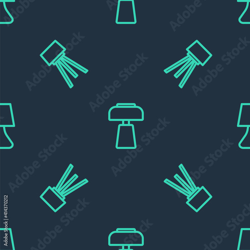 Set line Table lamp, Floor and on seamless pattern. Vector.