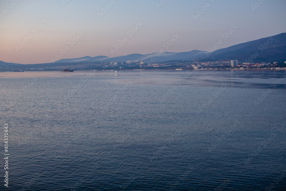 The sea and the mountains at dawn
