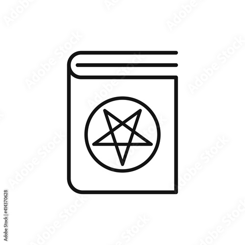 Book with pentagram solid icon. Satan book web vector illustration isolated on white backgrond. Magic book flat style design.