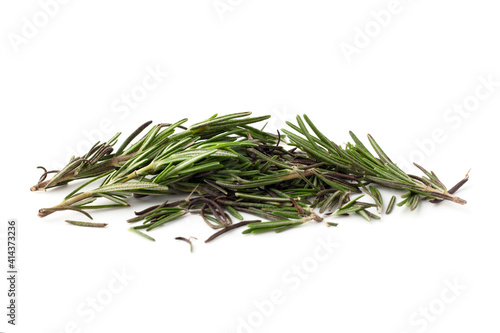 Pile of Rosemary isolated on a white background, Popularly used for cooking, making it fragrant. selective focus.