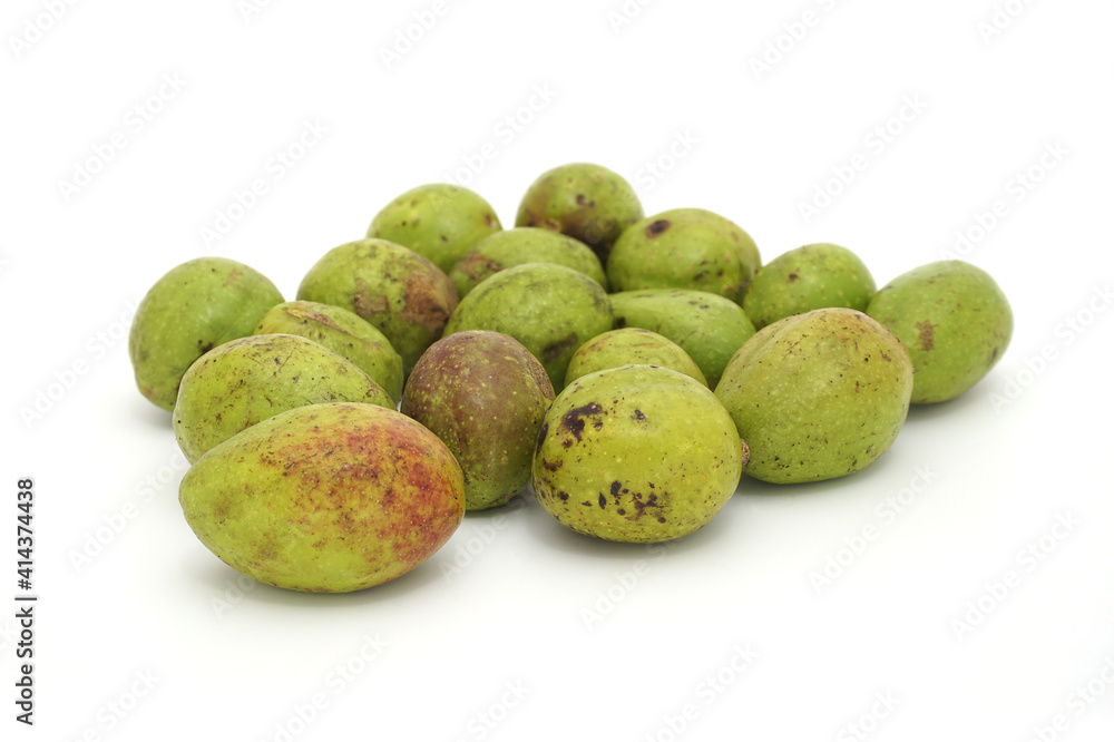 Pile of Chebulic Myrobalans isolated on a white background. Pile of Chebulic Myrobalans isolated on a white background.