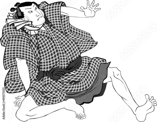 浮世絵　驚いている男性　その1