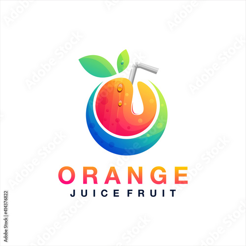 orange juice fruit logo design