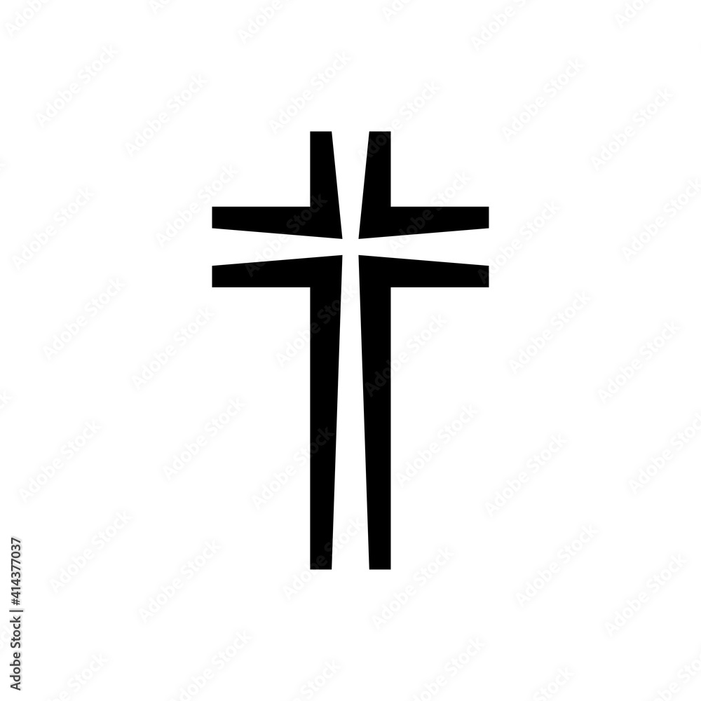 Símbolo cristiano. Logotipo con contorno de cruz en color negro