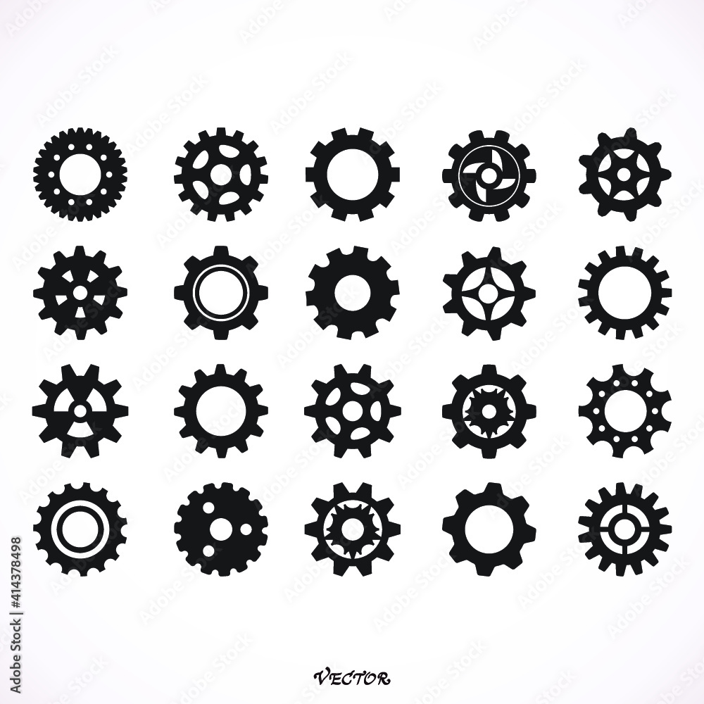 set gear Icon vector flat design set gear Icon vector flat design