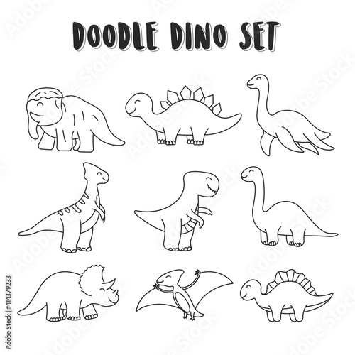 set of element doodle dino. Dinosaurs set coloring for kids
