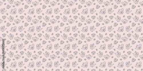 Teapots seamless repeat pattern design, background