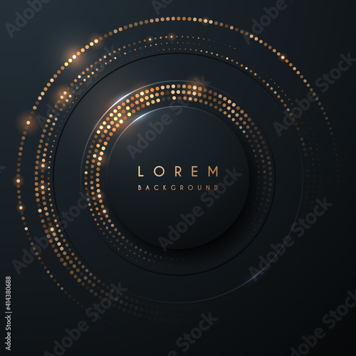 Abstract circle black and gold luxury background