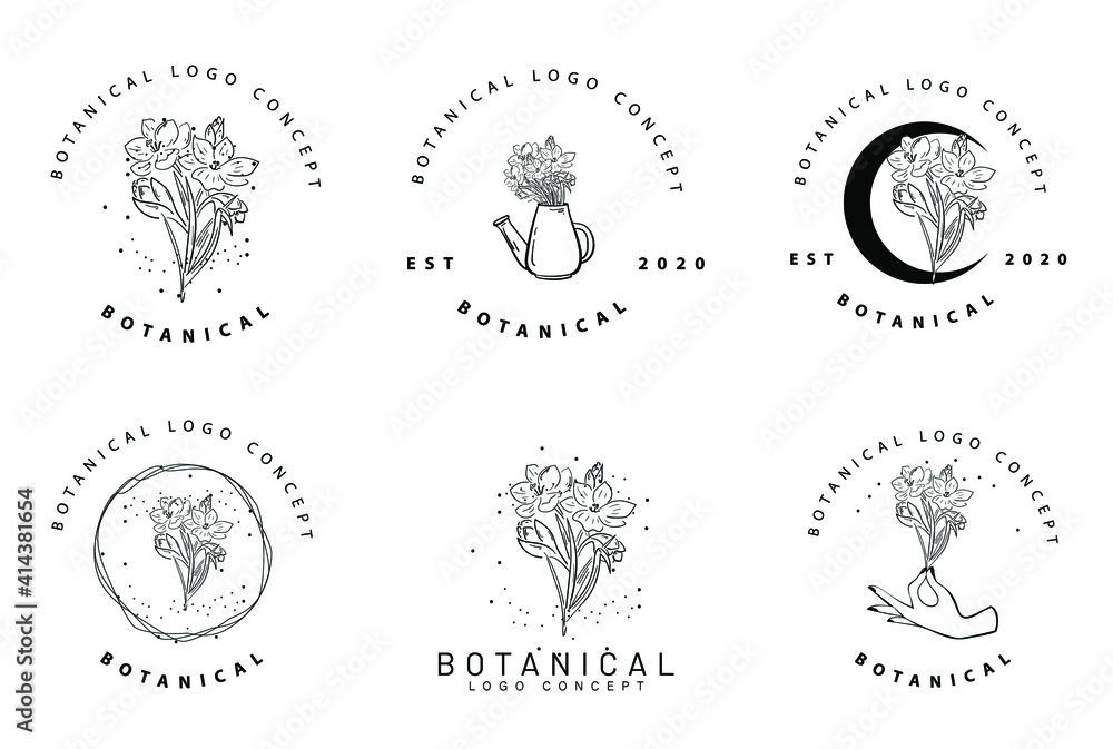 modern linear graceful symbolic feminine vector organic creative flower logo