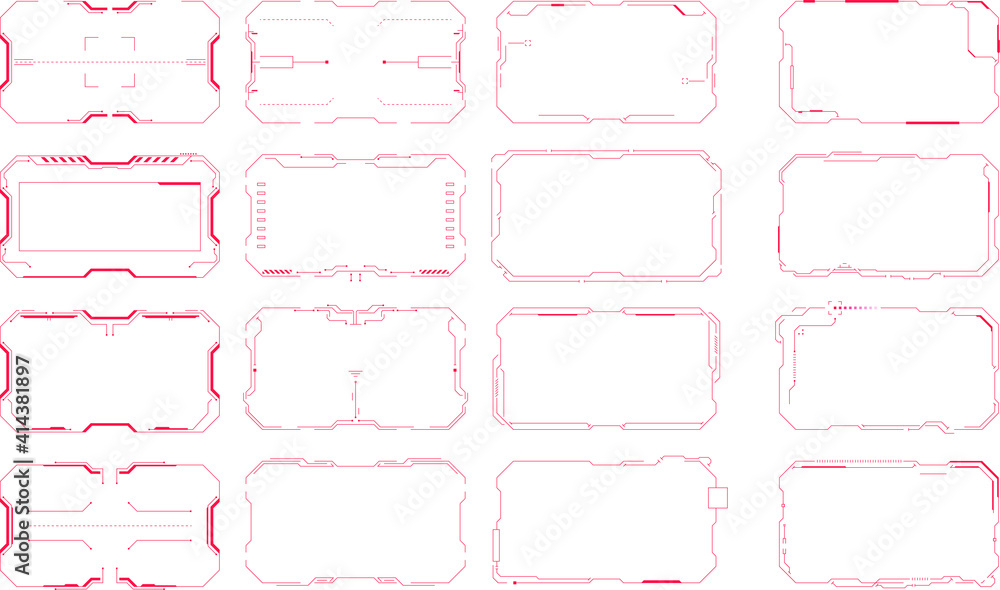 Obraz premium Futuristic or target screen and border aim control panel. Screen elements User Interface for Gaming UX UI HUD.