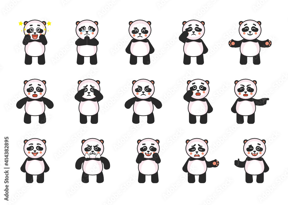 Premium Vector, Cute panda good posing