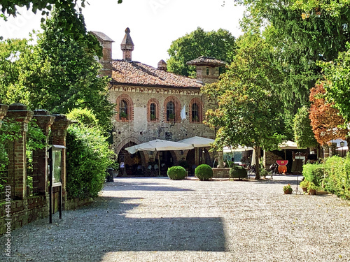 Italian medieval village, Borgo Grazzano Visconti Piacenza countryside  photo