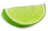 cut of green lime isolated on white background. clipping path
