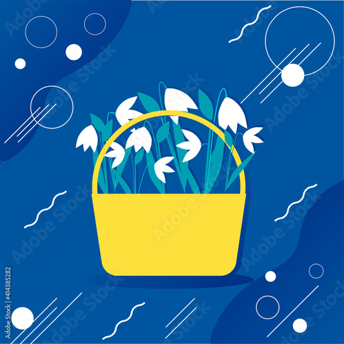 Snowdrop. Happy womens day. Vector illustration on the theme Spring, the first flowers snowdrops, International Women's Day.