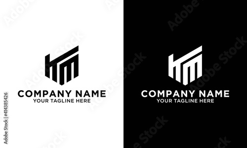 abstract line art letter KM logo. This logo icon incorporate with letter K and M in the creative photo