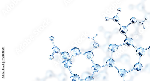 Horizontal banner with models of abstract molecular structure