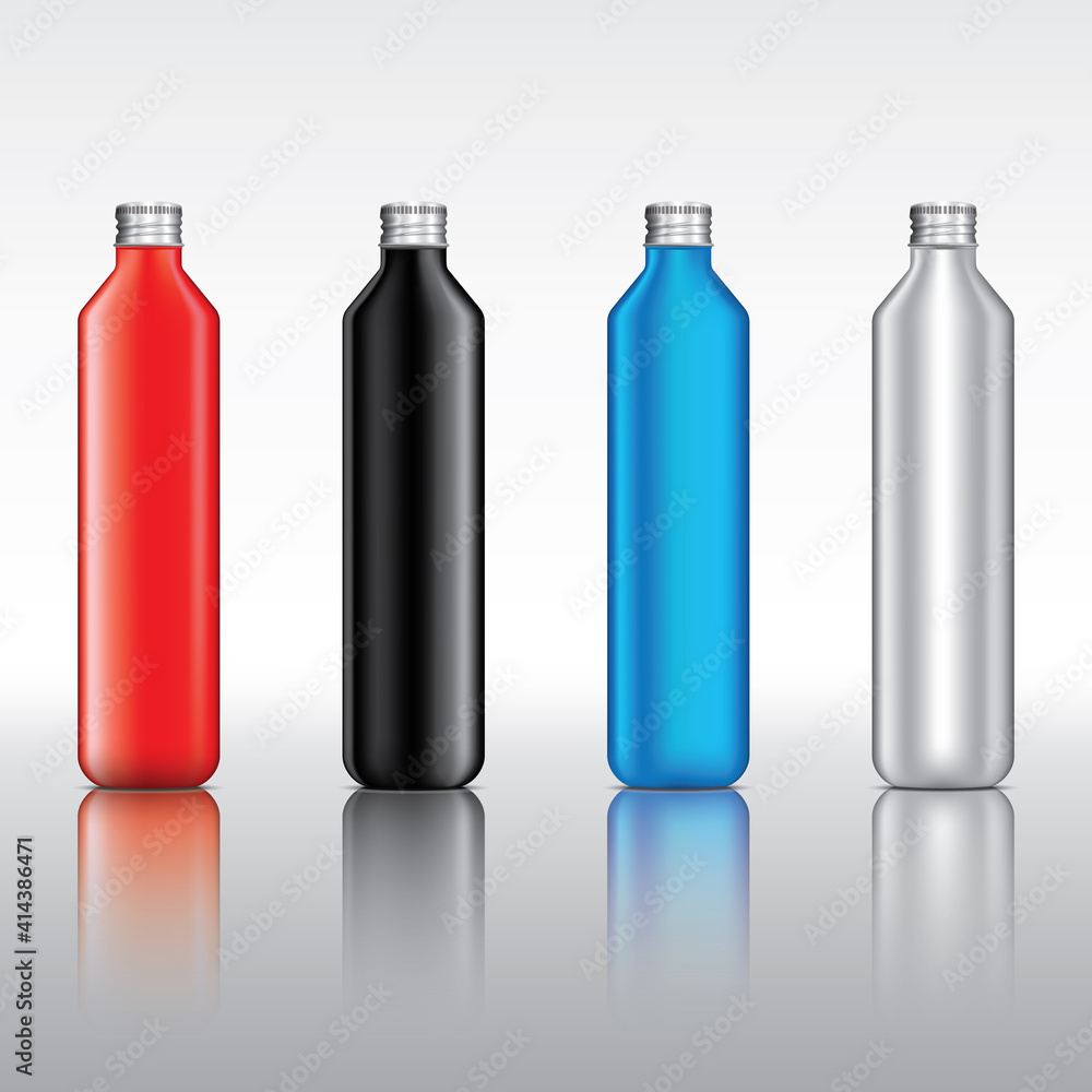 Clear glass bottle and metal bottle cap on light color background Clear glass bottle and metal bottle cap on light color background