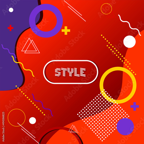 Abstract Colorful Memphis Art Background bright colors