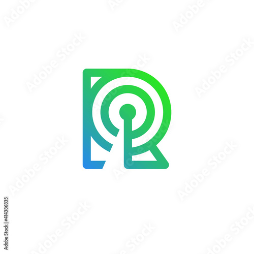 Initial R Radar Logo Design Vector