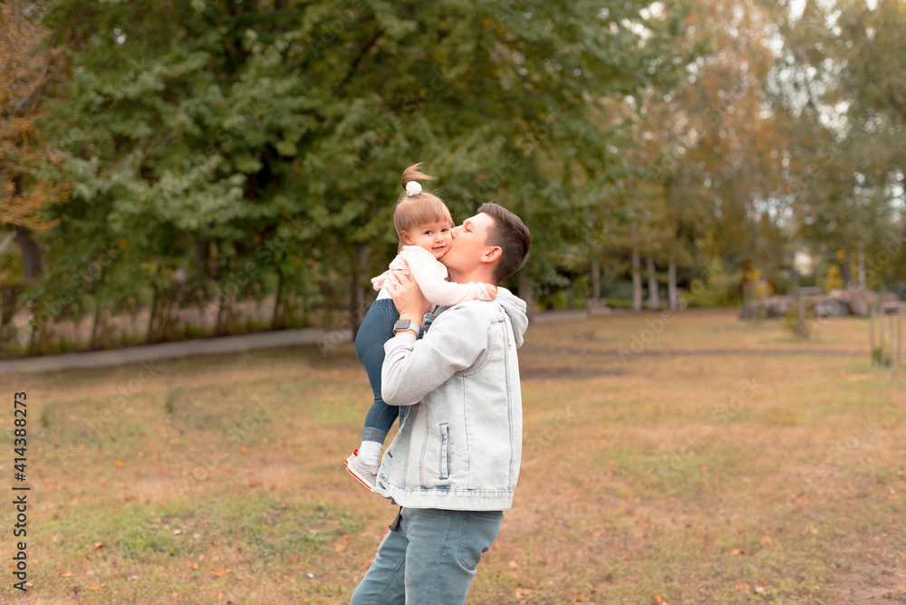 Father and daughter time playing outdoor in park and embracing. Father and daughter time playing outdoor in park and embracing.